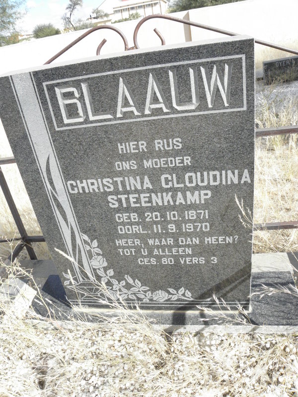 BLAAUW Christina Gloudina Steenkamp 1871-1970
