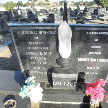 COETZEE Johannes Jacobus 1912-1981 &amp; Dorothea Elena STRAUSS 1918-2002