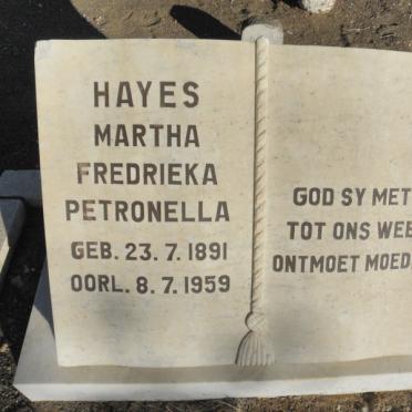 HAYES Martha Fredrieka Petronella 1891-1959