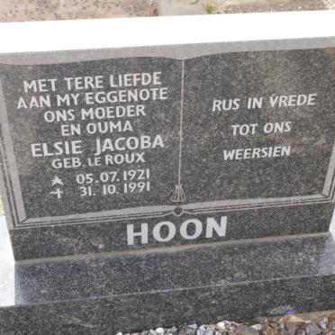 HOON Elsie Jacoba nee LE ROUX 1921-1991