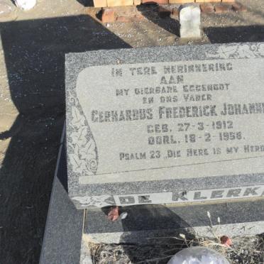 KLERK Gerhardus Frederick Johannes, de 1912-1958
