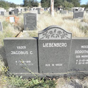 LIEBENBERG Jacobus C. 1891-1974 &amp; Dorothea E MARKRAM 1890-1965