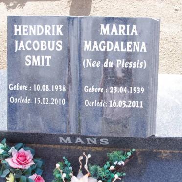 MANS Hendrik Jacobus Smit 1938-2010 &amp; Maria Magdalena DU PLESSIS 1939-2011