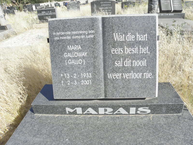 MARAIS Maria Galloway 1933-2001