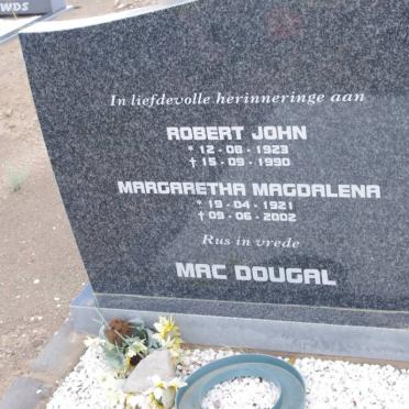 MACDOUGAL Robert John 1923-1990 &amp; Margaretha Magdalena 1921-2002
