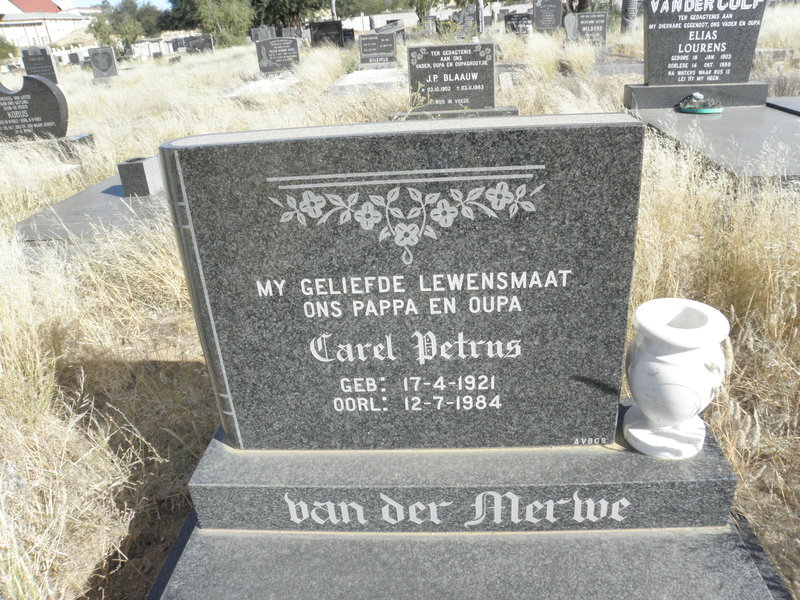MERWE Carel Petrus, van der 1921-1984