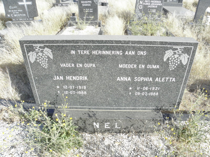 NEL Jan Hendrik 1919-1988 &amp; Anna Sophia Aletta 1921-1988