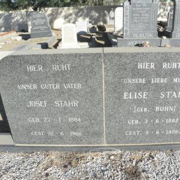 STAHR Josef 1884-1966 &amp; Elise BOHN 1882-1956