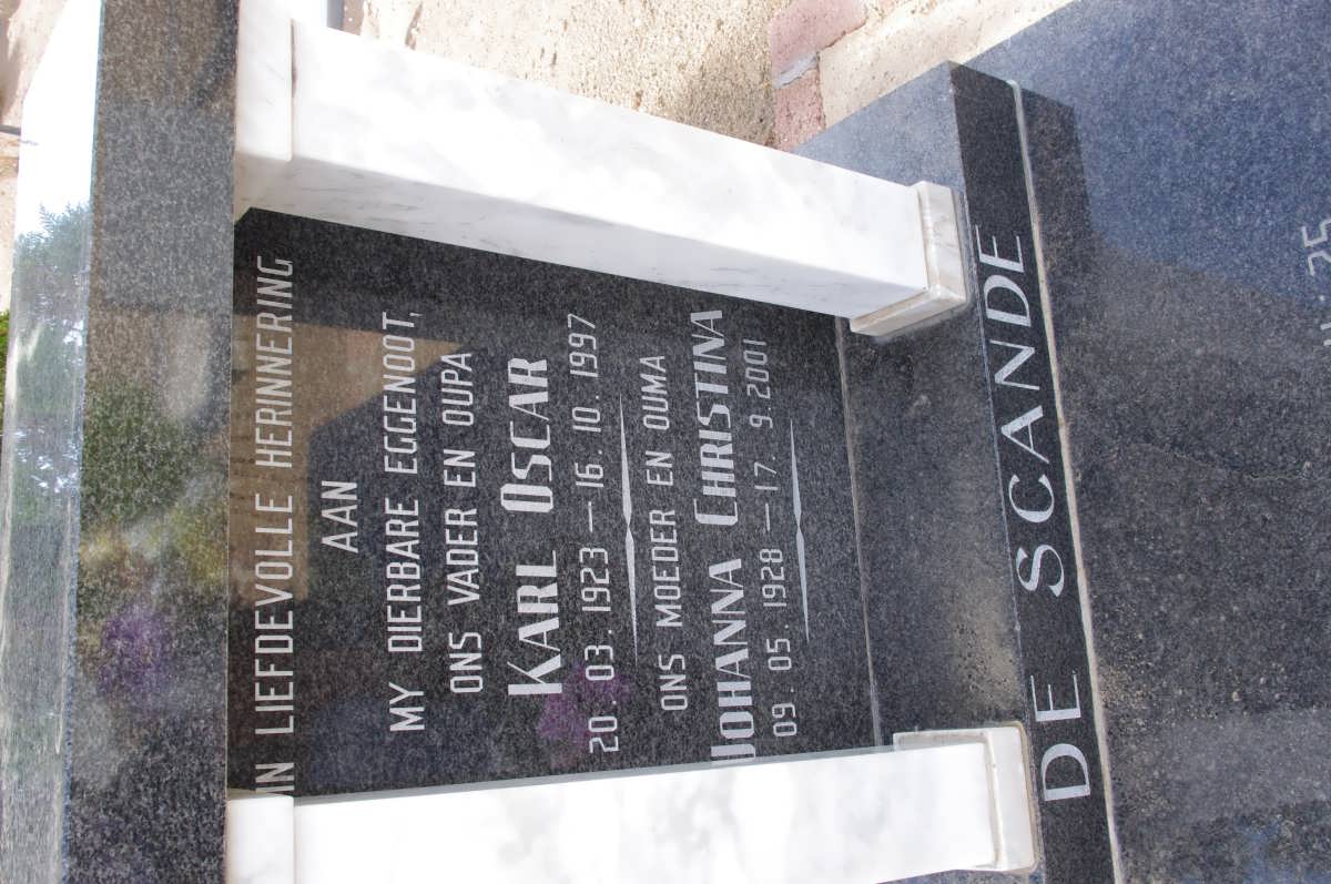 SCANDE Karl Oscar, de 1923-1997 &amp; Johanna Christina 1928-2001