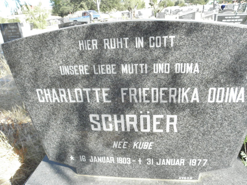 SCHRÖER Charlotte Friederika Odina nee KUBE 1903-1977