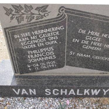 SCHALKWYK Phillippus Francois Johannes, van 1905-1991