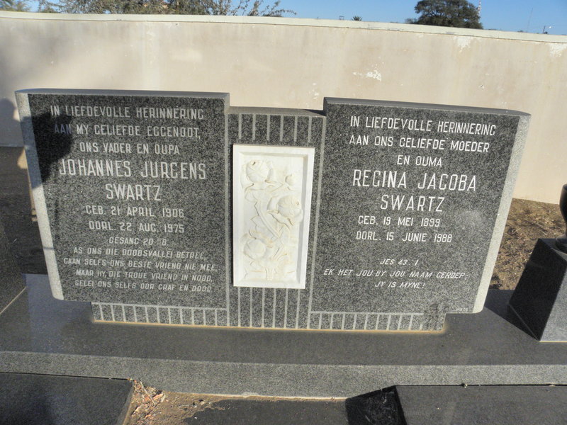 SWARTZ Johannes Jurgens 1906-1975 &amp; Regina Jacoba 1899-1988