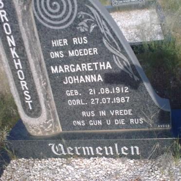 VERMEULEN Margaretha Johanna voorheen BRONKHORST nee BLAAUW 1912-1987