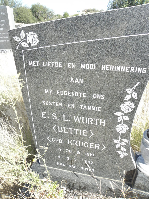 WURTH E.S.L. nee KRUGER 1919-1992