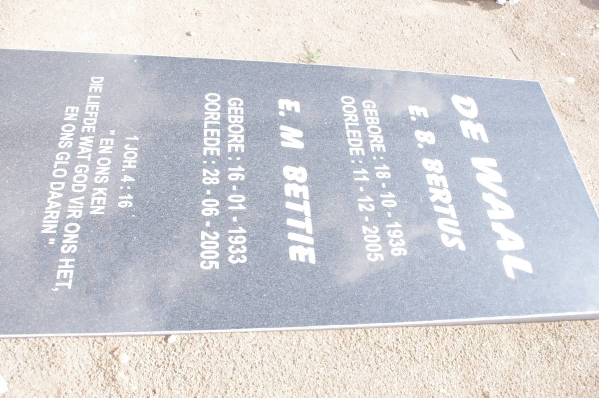 WAAL E.B., de 1936-2005 &amp; E.M. 1933-2005