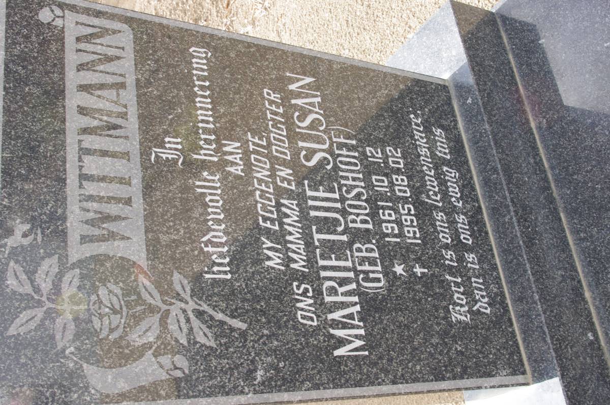 WITTMANN Marietjie Susan nee BOSHOFF 1961-1995