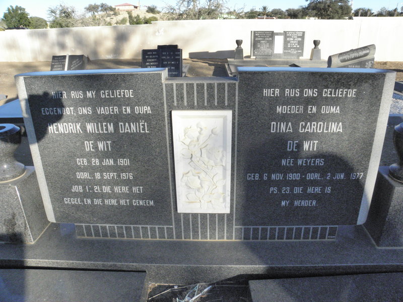 WIT Hendrik Willem Daniel, de 1901-1976 &amp; Dina Carolina WEYERS 1900-1977