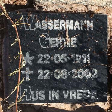 WASSERMAN Gertie 1911-2002