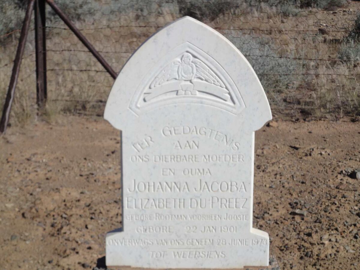 PREEZ Johanna Jacoba Elizabeth, du formerly JOOSTE nee ROOTMAN 1901-1973