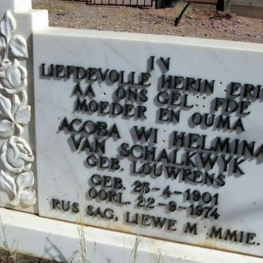 SCHALKWYK Jacoba Wilhelmina, van nee LOUWRENS 1901-1974