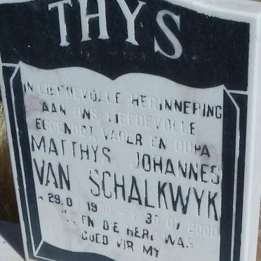 SCHALKWYK Matthys Johannes, van 1930-2000