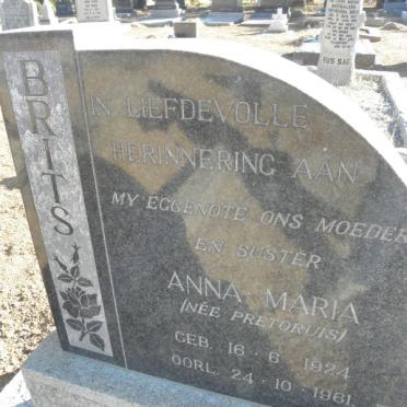 BRITS Anna Maria nee PRETORIUS 1924-1961