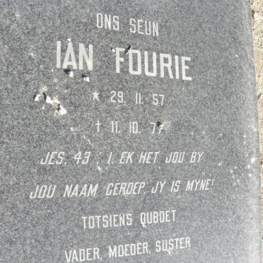 FOURIE Ian 1957-1977