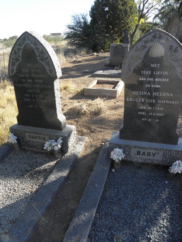 KRUGER Johannes Christiaan 1913-1959 &amp; Gesina Helena HAYWARD 1914-2003