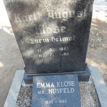 KLOSE Karl August 1883-1968 &amp; Emma HUSFELD 1895-1985
