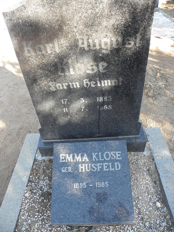 KLOSE Karl August 1883-1968 &amp; Emma HUSFELD 1895-1985