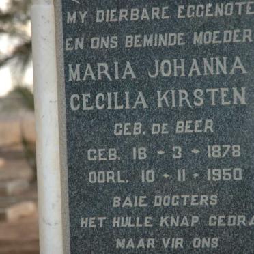 KIRSTEN Maria Johanna Cecilia nee DE BEER 1878-1950