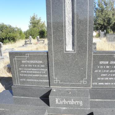 LIEBENBERG Adriaan Johannes 1910-1980 &amp; Martha Magdalena 1918-2003