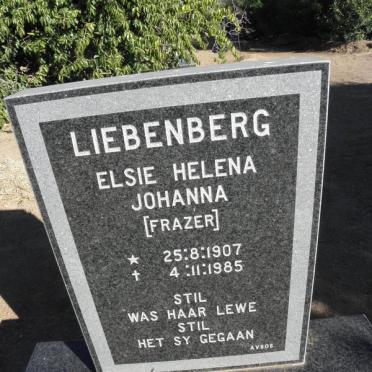LIEBENBERG Elsie Helena Johanna nee FRAZER 1907-1985