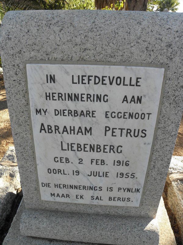 LIEBENBERG Abraham Petrus 1916-1955