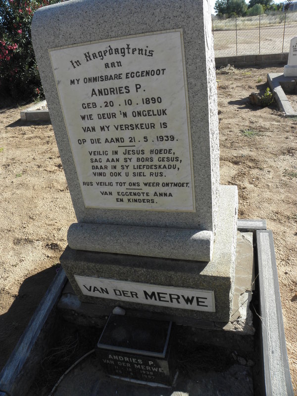 MERWE Andries P., v.d. -1939 :: VAN DER MERWE Andries P. 1938-1997