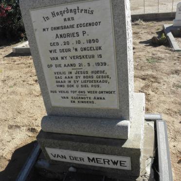 MERWE Andries P., v.d. -1939 :: VAN DER MERWE Andries P. 1938-1997