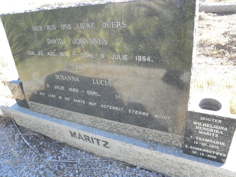 MARITZ Dawid Johannes 1871-1964 &amp; Susanna Lucia 1880-1975