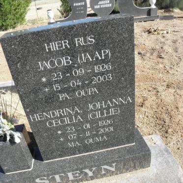 STEYN Jacob 1926-2003 &amp; Hendrina Johanna Cecilia 1926-2001