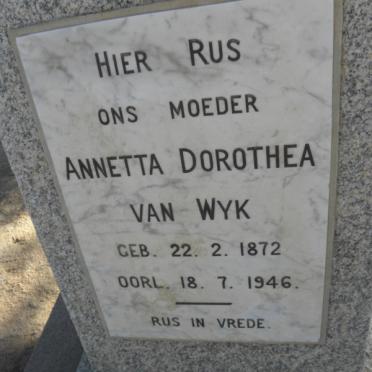 WYK Anetta Dorothea, van 1872-1946