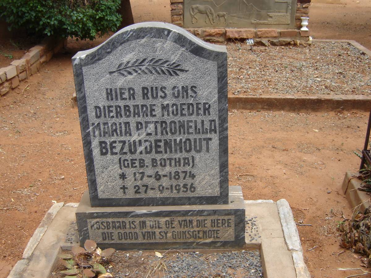 BEZUIDENHOUT Maria Petronella nee BOTHA 1874-1956