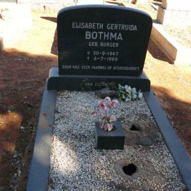 BOTHMA Elisabeth Gertruida nee BURGER 1947-1969