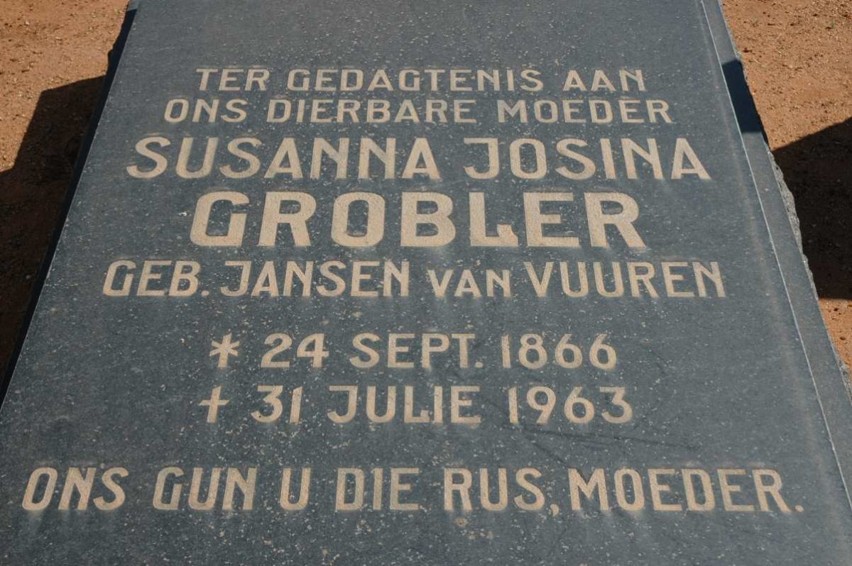 GROBLER Susanna Josina nee JANSEN VAN VUUREN 1866-1963