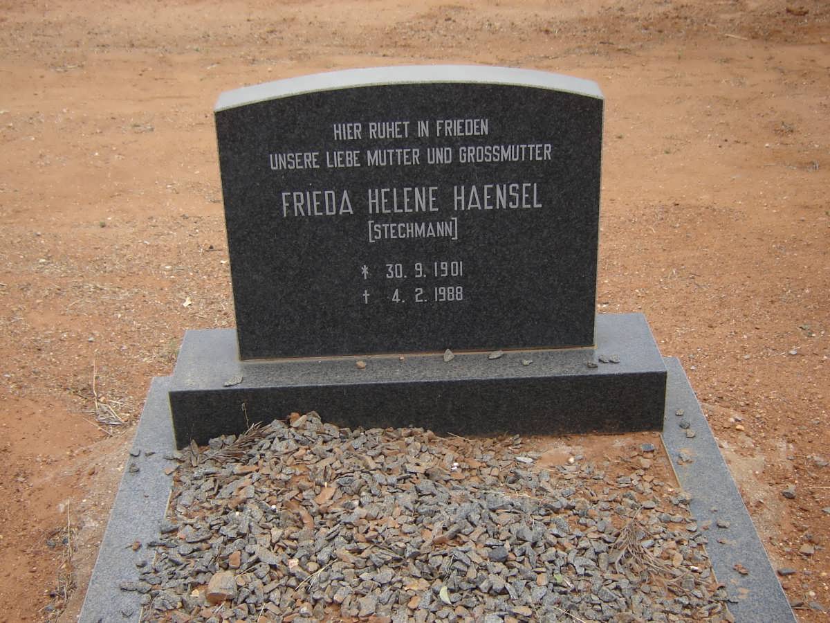 HAENSEL Frieda Helene nee STECHMANN 1901-1988