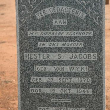 JACOBS Hester S. nee VAN WYK 1870-1946