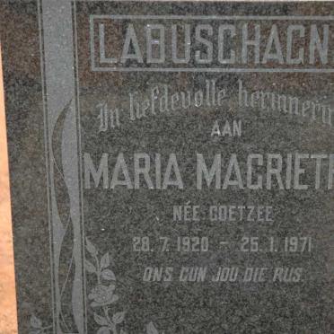 LABUSCHAGNE Maria Magrietha nee COETZEE 1920-1971