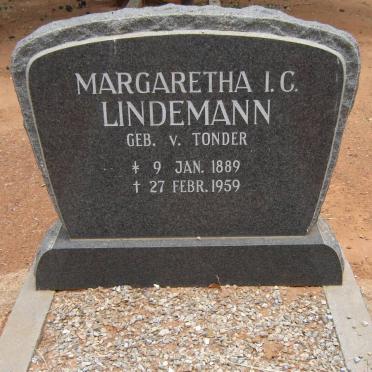 LINDEMANN Margaretha I.C. nee v. TONDER 1889-1959
