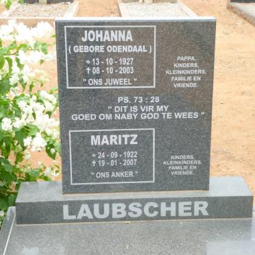 LAUBSCHER Maritz 1922-2007 &amp; Johanna ODENDAAL 1927-2003