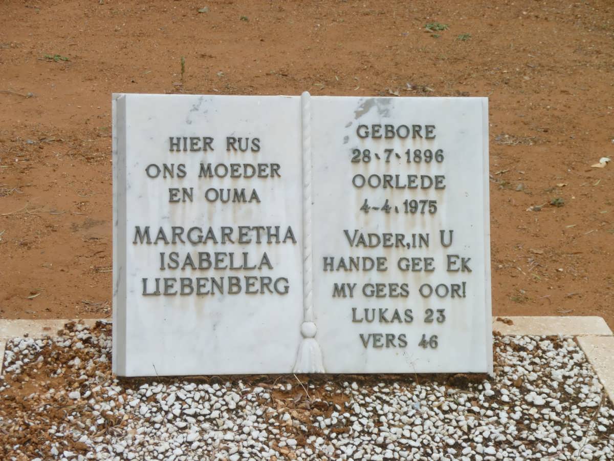 LIEBENBERG Margaretha Isabella 1896-1975