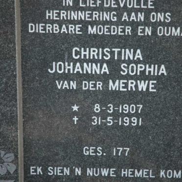 MERWE Christina Johanna Sophia, van der 1907-1991