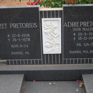 PRETORIUS Zet 1908-1978 &amp; Adrie VON MALTITZ 1920-1993